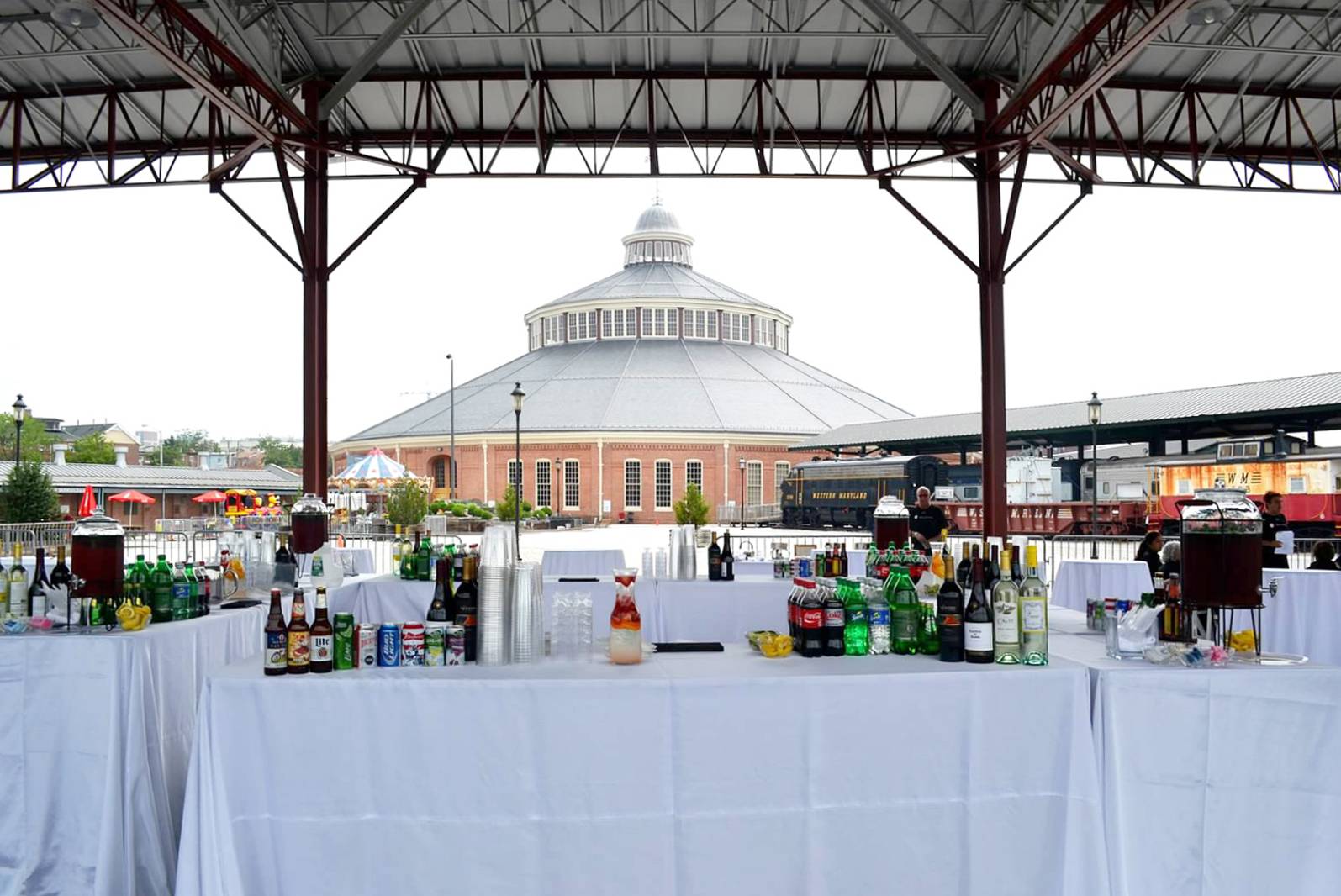 Portable bar set up inside the pavilion